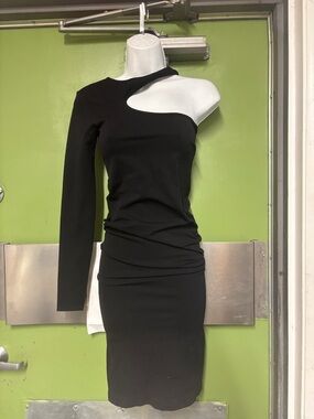 Black One-Shoulder Cutout Bodycon Dress